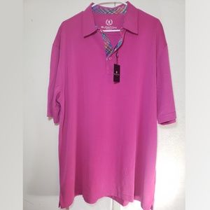 Bugatchi Uomo Mens Pink Polo Shirt 2XL XXL